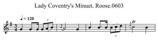 Lady Coventry's Minuet. Roose.0603 - staff notation
