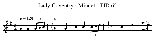 Lady Coventry's Minuet.  TJD.65 - staff notation