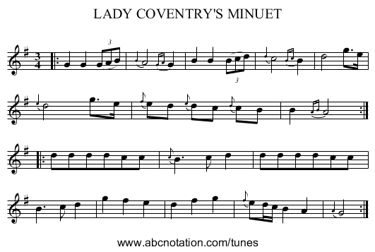 LADY COVENTRY'S MINUET - staff notation