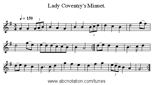 Lady Coventry's Minuet. - staff notation