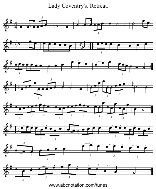 Lady Coventry's. Retreat. - staff notation