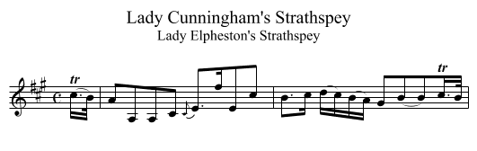 Lady Cunningham's Strathspey - staff notation