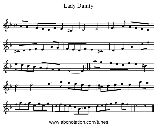 Lady Dainty - staff notation