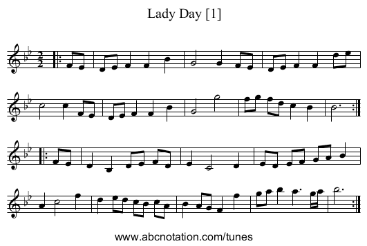Lady Day [1] - staff notation