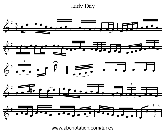 Lady Day - staff notation