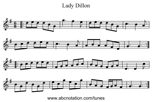 Lady Dillon - staff notation