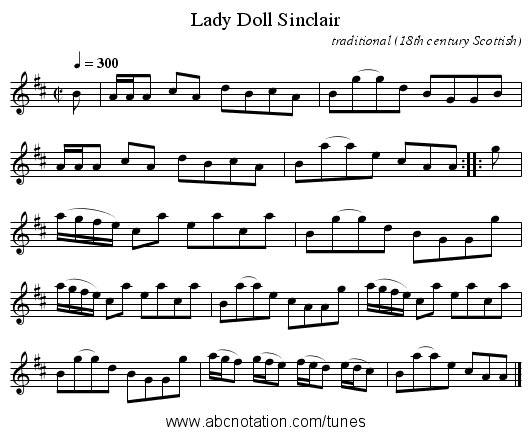 Lady Doll Sinclair - staff notation