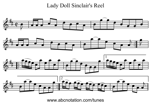 Lady Doll Sinclair's Reel - staff notation