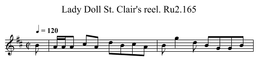 Lady Doll St. Clair's reel. Ru2.165 - staff notation