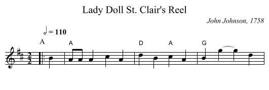 Lady Doll St. Clair's Reel - staff notation