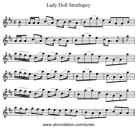 Lady Doll Strathspey - staff notation