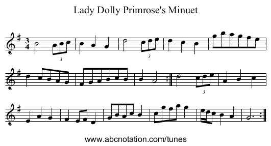 Lady Dolly Primrose's Minuet - staff notation