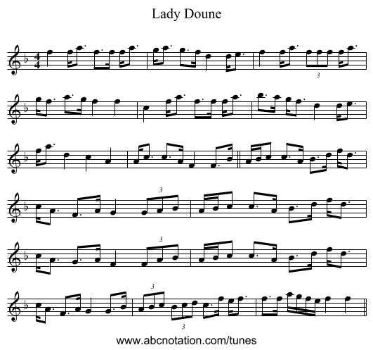 Lady Doune - staff notation