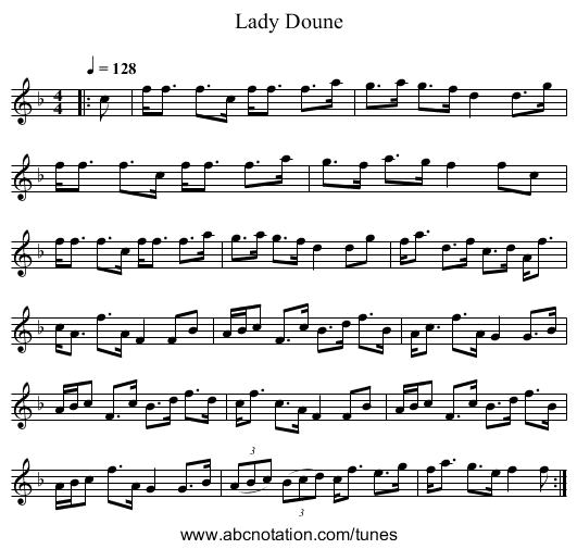 Lady Doune - staff notation