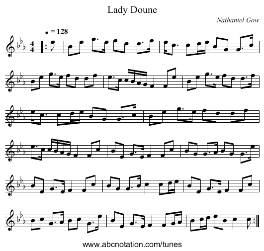 Lady Doune - staff notation