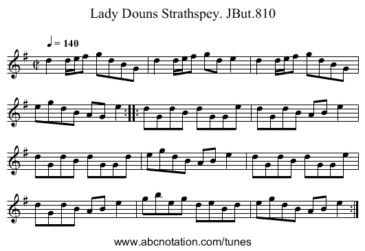 Lady Douns Strathspey. JBut.810 - staff notation