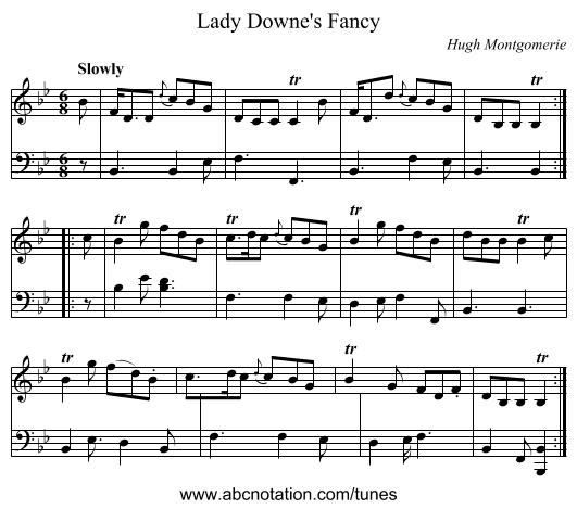 Lady Downe's Fancy - staff notation