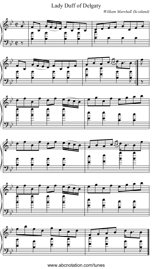 Lady Duff of Delgaty - staff notation