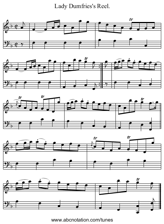 Lady Dumfries's Reel. - staff notation