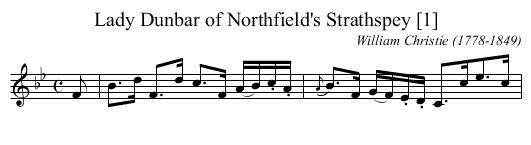 Lady Dunbar of Northfield's Strathspey [1] - staff notation