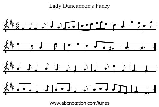 Lady Duncannon's Fancy - staff notation
