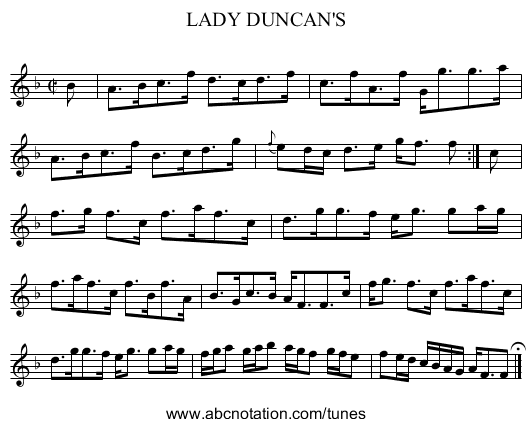 LADY DUNCAN'S - staff notation