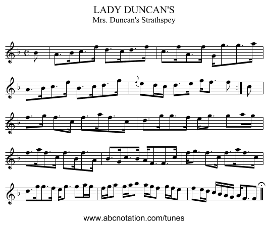 LADY DUNCAN'S - staff notation