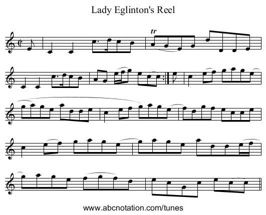 Lady Eglinton's Reel - staff notation