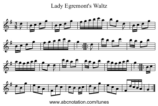 Lady Egremont's Waltz - staff notation