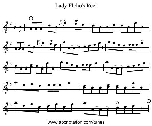 Lady Elcho's Reel - staff notation