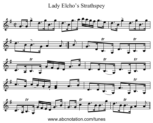 Lady Elcho’s Strathspey - staff notation