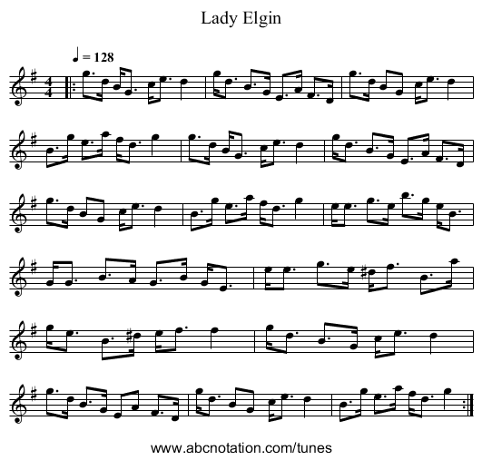 Lady Elgin - staff notation