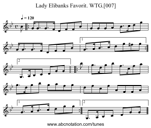 Lady Elibanks Favorit. WTG.[007] - staff notation
