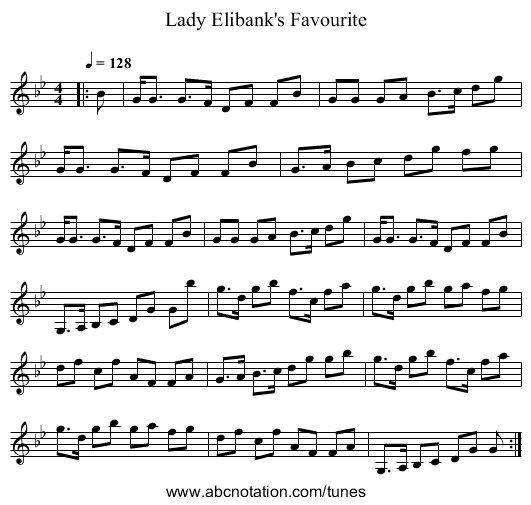 Lady Elibank's Favourite - staff notation