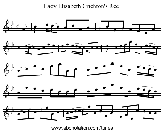 Lady Elisabeth Crichton's Reel - staff notation