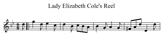 Lady Elizabeth Cole's Reel - staff notation