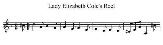 Lady Elizabeth Cole's Reel - staff notation