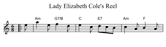 Lady Elizabeth Cole's Reel - staff notation