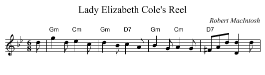Lady Elizabeth Cole's Reel - staff notation