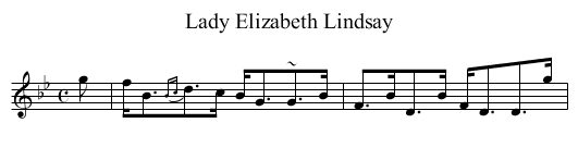 Lady Elizabeth Lindsay - staff notation