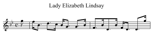 Lady Elizabeth Lindsay - staff notation
