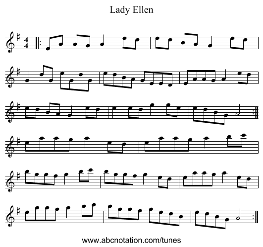 Lady Ellen - staff notation