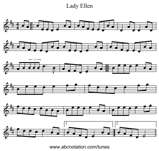 Lady Ellen - staff notation