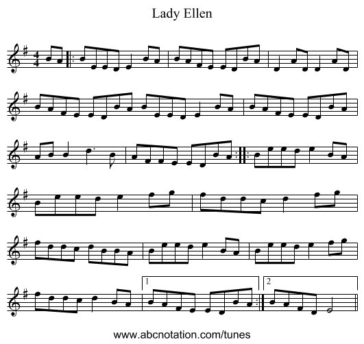 Lady Ellen - staff notation