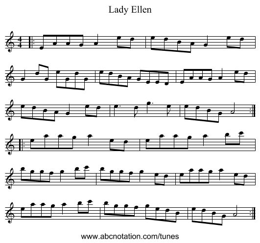 Lady Ellen - staff notation