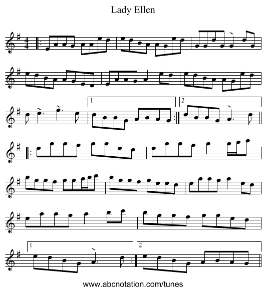Lady Ellen - staff notation