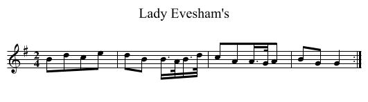 Lady Evesham's - staff notation