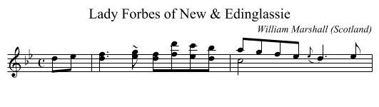 Lady Forbes of New & Edinglassie - staff notation