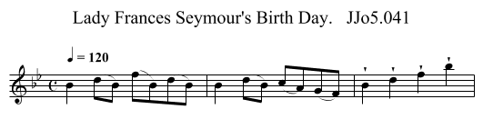 Lady Frances Seymour's Birth Day.   JJo5.041 - staff notation