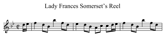 Lady Frances Somerset’s Reel - staff notation